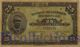 FRENCH WEST AFRICA 25 FRANCS 1942 PICK 30a AUNC - Other - Africa
