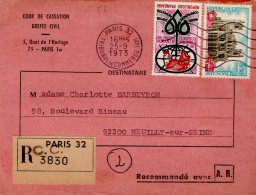 AFFRANCHISSEMENT COMPOSE SUR PLI RECOMMANDE PARIS 32 1973 - Tarifs Postaux