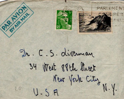 AFFRANCHISSEMENT COMPOSE SUR LETTRE PÖUR LES USA 1947 - Tarifas Postales