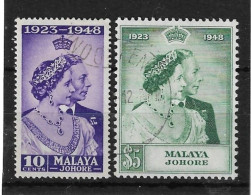 MALAYA - JOHORE 1948 SILVER WEDDING SET FINE USED Cat £50+ - Johore