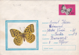 BUTTERFLY,  USED,  COD. 480/71,  COVERS STATIONERY   ROMANIA - Ganzsachen