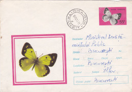 BUTTERFLY,  USED,  COD. 483/71,  COVERS STATIONERY   ROMANIA - Ganzsachen