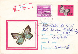 BUTTERFLY,  USED,  COD. 478/71,  COVERS STATIONERY   ROMANIA - Ganzsachen