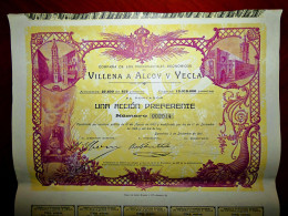 Ferrocarriles Económicos De Villena A Alcoy Y Yecla 1910, Spain  Share Certificate - Chemin De Fer & Tramway