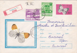 BUTTERFLY,  USED,  COD. 479/71,  COVERS STATIONERY   ROMANIA - Ganzsachen