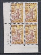 France N° 1725 XX  Sologne En Bloc De 4 Coin Daté Du  21 . 9 . 72 , Sans Trait, Sans Charnière, TB - 1970-1979