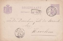 Briefkaart (betaald Antwoord) 8 Aug 1888 Scheveningen (kleinrond) Naar Haarlem (kleinrond) - Poststempel
