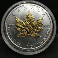 5 DOLLARS ARGENT 2011 MAPLE LEAF PLAQUE OR CANADA / 1 OZ SILVER 9999 - Canada