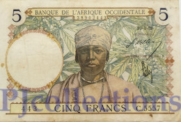 FRENCH WEST AFRICA 5 FRANCS 1938 PICK 21 VF+ - Other - Africa