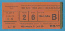 Q-1000 * Germany - PHILADELPHIA YOUTH ORCHESTRA, Philharmonie, Berlin - 1989 - Tickets De Concerts