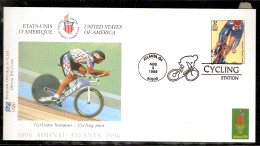ATLANTA 1996 BUSTA UFFICIALE CIO OFFICIEL IOC COVER CICLISMO AFFRANCATURA USA - Ciclismo