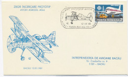 COV 90 - 964 AVION Agricol, Bacau - Cover - Used - 1989 - Lettres & Documents