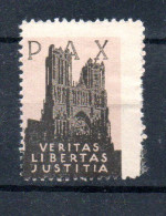 FRANCE -- ERRINOPHILIE -- Vignette, Cinderella -- PAX -- VERITAS  LIBERTAS  JUSTITIA - Croce Rossa