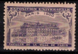 FRANCE     VIGNETTES      Exposition Universelle Paris 1900   Pavillon De La Ville De Paris - Tourisme (Vignettes)