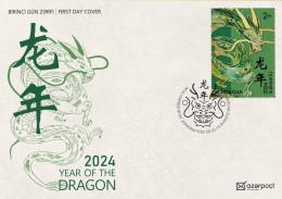 Azerbaijan 2024 Year Of The Dragon-2024 First Day Cover - Chinese New Year