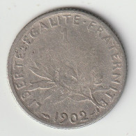 Semeuse 1 Franc Argent 1902- Silver - - 1 Franc