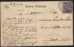 CP Obl. CHARLEROI + Griffe MONTIGNIES-LE-TILLEUL Vers Jumet 1923 - Linear Postmarks