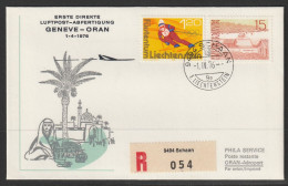 1976, Erste Direkte Luftpost-Abfertigung, Liechtenstein - Oran Alger Algiers - Poste Aérienne