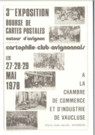 AVIGNON - 3° Xposition Bourse De Cartes Postales - Cartophile Club Avignonnais (125235) - Expositions