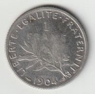 Semeuse 1 Franc Argent 1904 - Silver - - 1 Franc