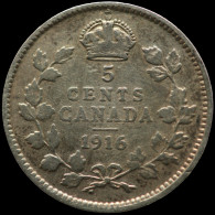 LaZooRo: Canada 5 Cents 1916 VF - Silver - Canada