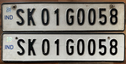 Sikkim India Government Vehicle License Plate SK01G0058 - Plaques D'immatriculation