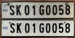 Sikkim India Government Vehicle License Plate SK01G0058 - Placas De Matriculación