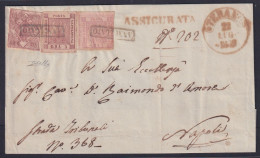 Naples, Sc 2, 4, 6 (Sassone 3, 8a, 12a), 1859 Reg Cover From Teramo, Colla Cert - Neapel