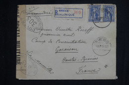 GRECE - Enveloppe En Recommandé De Athènes Pourun Camp De Concentration En France En 1916 Avec Contrôle Postal- L 150390 - Briefe U. Dokumente