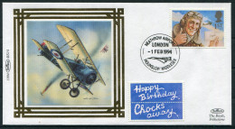 1994 GB Biggles Concorde Heathrow Airport WW1 First Day Cover - 1991-00 Ediciones Decimales