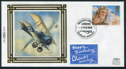 1994 GB Biggles Concorde Heathrow Airport WW1 First Day Cover - 1991-2000 Em. Décimales