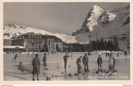 CPA  Suisse -  MURREN, Curling Rink, Palace Hotel Des Alpes, Carte Photo. - Mürren