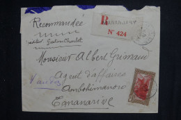 MADAGASCAR - Enveloppe En Recommandé De Mananjary Pour Tananarive  - L 150392 - Cartas & Documentos