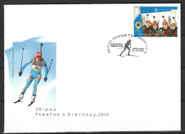UKRAINE. N°1153 De 2014 Sur Enveloppe 1er Jour. Biathlon. - Invierno
