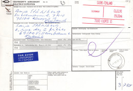 Finlandia (1990) - Bollettino Pacchi Via Aerea Per La Francia - Briefe U. Dokumente