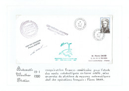 40e Expédition - Enveloppe Coopération Franco Américaine Etude Des Vents - Signature Du Chef Des Opérations CàD 19/1/90 - Brieven En Documenten