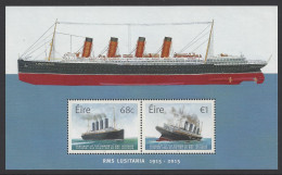 Irlande / Eire 2015 - "Centenary Of The World War I / The Loss Of RMS LUSITANIA" - Hojas Y Bloques