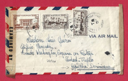 !!! MARTINIQUE, LETTRE PAR AVION DE FORT-DE-FRANCE POUR LA RÉPUBLIQUE DOMINICAINE DE 1945 AVEC TRIPLE CENSURE AU VERSO - Luchtpost