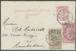 N°68/69 - 5 Et 10c. EXPOSITION D'ANVERS En Affr. Complémentaire Sur E.P. Carte-lettre 10c. (type N°46) Obl. Sc LAEKEN Du - 1894-1896 Tentoonstellingen