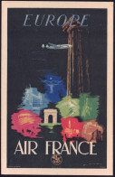 +++ CPA - Carte Publicitaire - Publicité AIR FRANCE - Europe - Avion - Aviation - Réseau Aérien Mondial - Illustrateur / - 1946-....: Era Moderna