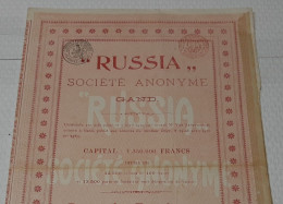 Russia S.A. - Gand - Négoce De Bois -  Part De Fondateur  - Gand Le 1er Mai 1910. - Russie
