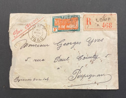 TOGO LETTE RECOMMANDÉE DE LOMÉ 1938 Pour Perpignan - Storia Postale