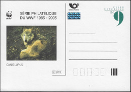 République Tchèque 2003. Entier Postal, Texte En Français. Série Philatélique Du WWF 1983-2003.Canis Lupus - Covers & Documents