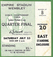 P1023 - 1966 World FOOTBALL Championship GAME TICKET England Argentina - RARE! - 1966 – England