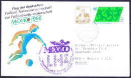 Germany 1986 Used Cover, Flight Of German Football Team To Mexico WC - 1986 – Messico