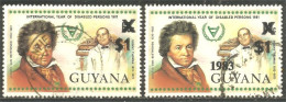 476 Guyana Disabled Persons Handicapped Handicapés Surcharge + 1983 Beethoven Musique Music (GUY-49) - Handicap