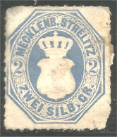 438 Allemagne Mecklenburg Strelitz 1864 2 Sg Blue (GES-186) - Mecklenburg-Strelitz