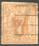438 Allemagne Hamburg 1849 7s Orange Aminici Invisible Small Thin At Top (GES-179) - Hambourg