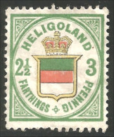 438 Allemagne Heligoland 1876 3pf Rose Green Vert No Gum (GES-190) - Helgoland