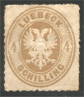 438 Allemagne Luebeck 1863 4 Schilling Roulette MH * Neuf (GES-170) - Lubeck